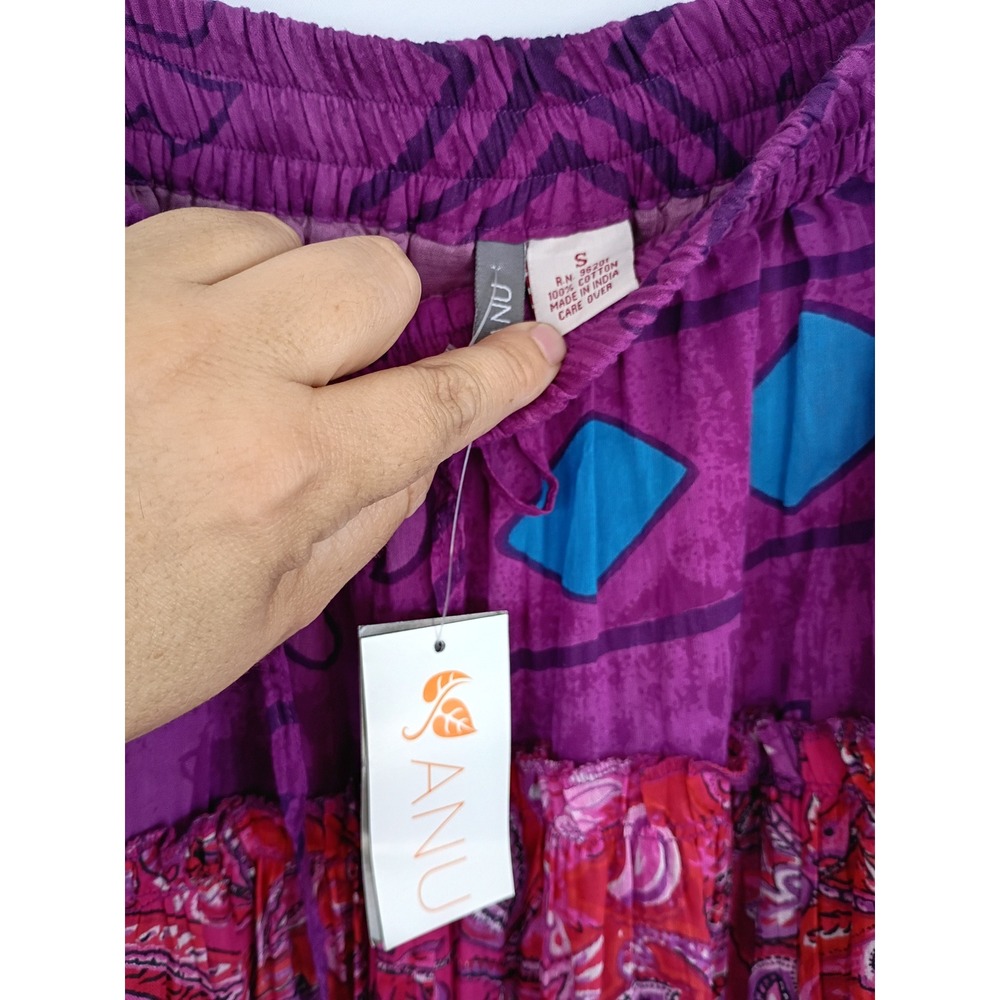 ANU Purple Multicolor Cotton Patchwork Tiered Boh… - image 7